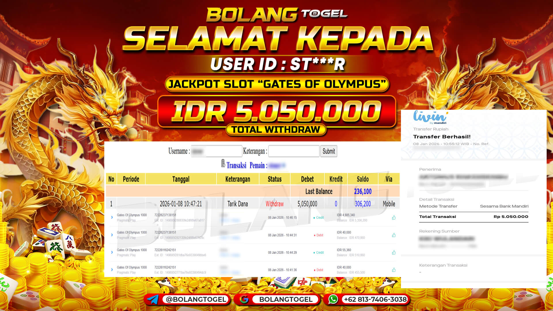 Bukti jackpot SLOT GATES OF OLYMPUS 1000 BOLANGTOGEL - gambar 1